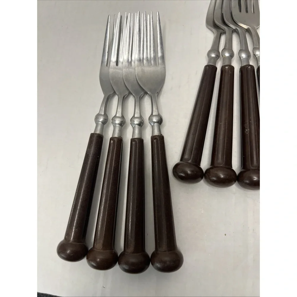 Oxford Hall Stainless Japan Brown Handles Flatware 20 Piece Replacement Set